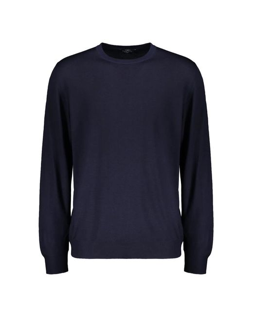 Fedeli Blue Round-Neck Knitwear for men