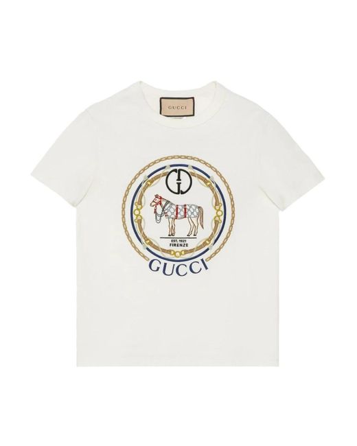 T-shirt e polo con logo di Gucci in White