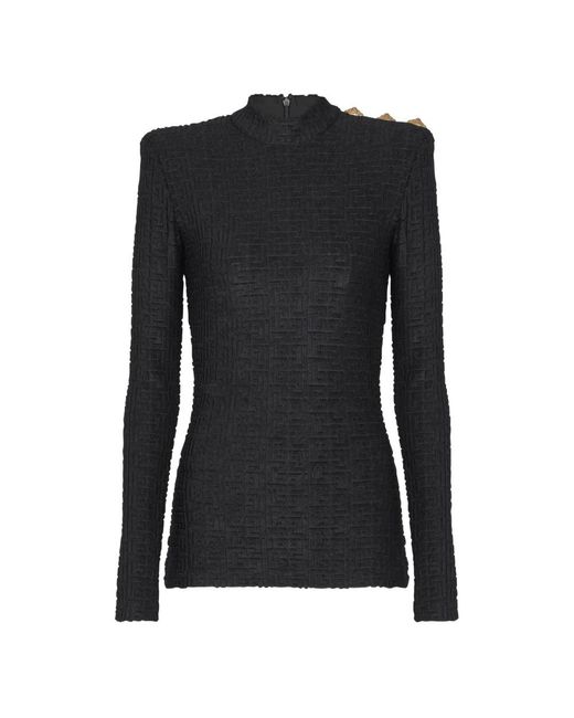 Balmain Black Long Sleeve Tops