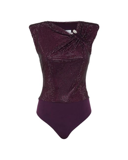 Philipp Plein Mouwloze Jersey Bodysuit in het Purple