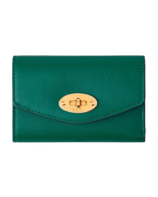 Mulberry Accessoires ,Groen ,Leer Opvouwbare Multi-Card Portemonnee Met Postman's Lock in het Green