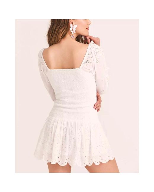 LoveShackFancy Pink Weiße baumwoll mini kleid jayce