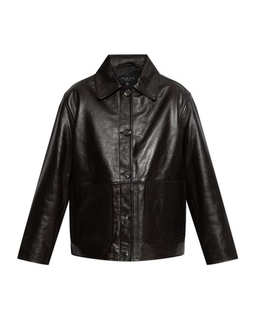 Rag & Bone Jassen ,Bruin ,Leer Leather Jassen in het Black