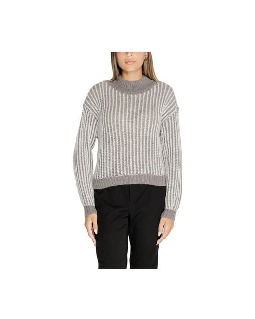 Jacqueline De Yong Gray Grauer rippstrickpullover