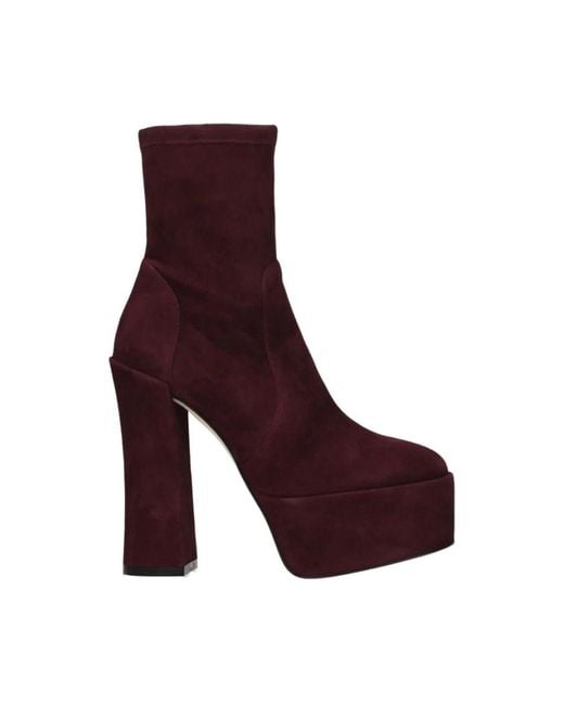 Stuart Weitzman Purple Lila Wildleder High Heel Stiefeletten