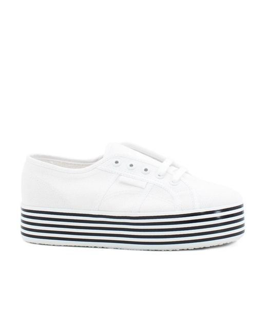 Superga White Linea Platform