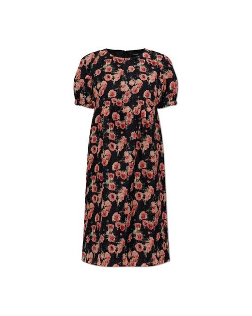R13 Kleedjes ,Zwart ,Katoen Jurk Met Bloemenprint in het Black