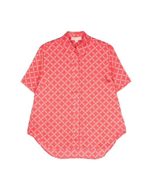 Camisa roja monograma blanca Michael Kors de color Pink