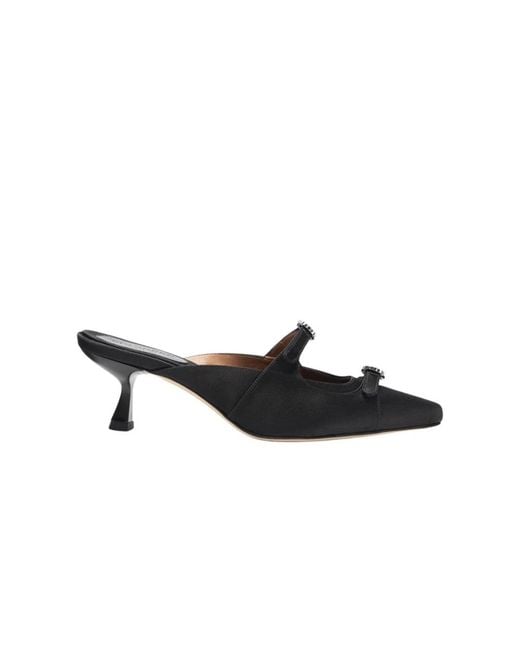Scarosso Black Heeled Mules