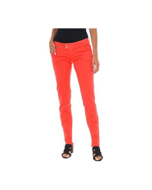 Met Red Slim-Fit Trousers