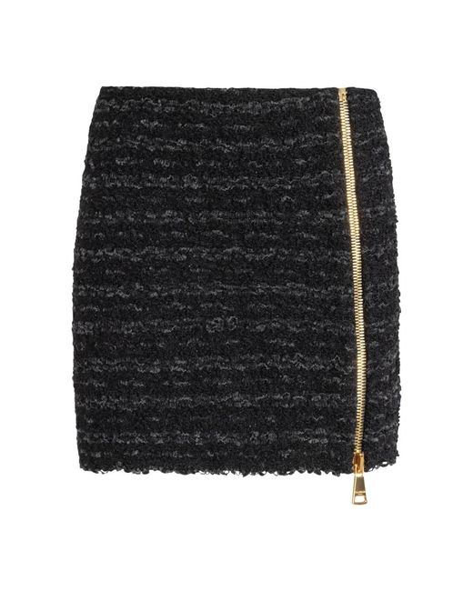 Balmain Korte Tweed Rok Met Rits in het Black