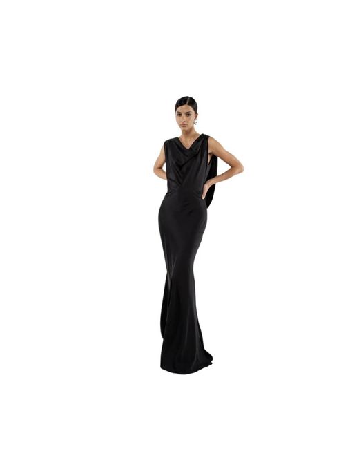 ACTUALEE Zwarte Polyester Lange Jurk in het Black