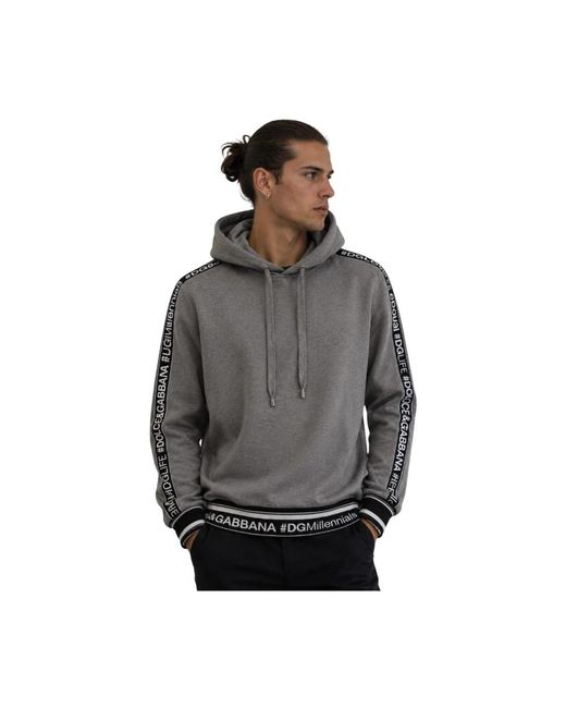 Dolce & Gabbana Gray Hoodies for men