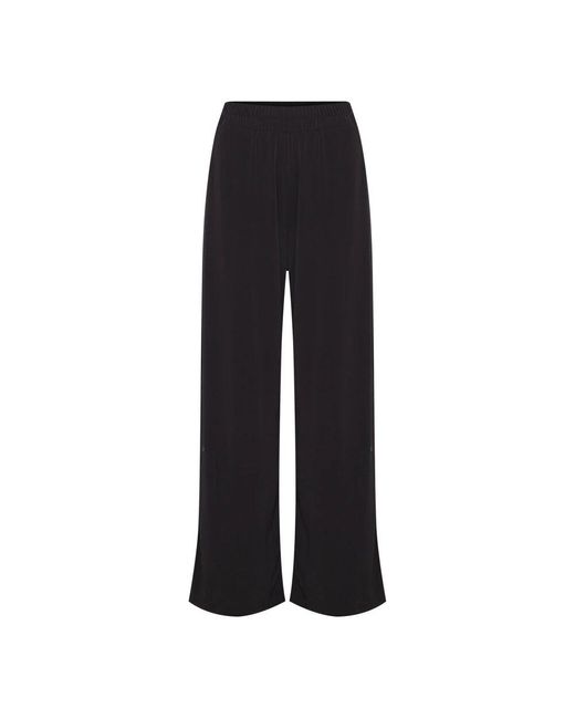 Ichi Black Locker geschnittene schwarze hose mit elastischem bund