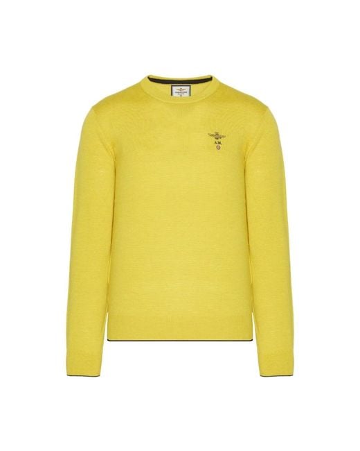 Aeronautica Militare Yellow Round-Neck Knitwear for men