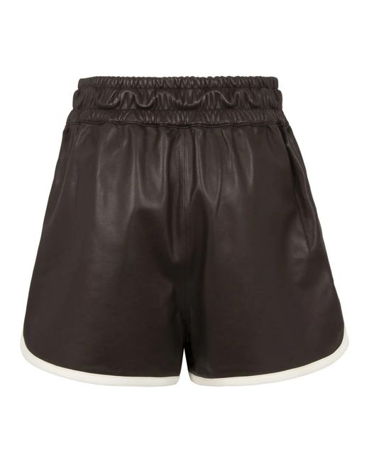 FRAME Black Lammleder-Shorts Mit Kontrastierenden Verzierungen