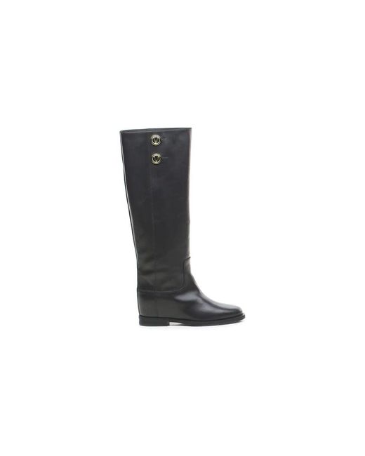 Via Roma 15 Black Leder stiefel - schwarzer stil