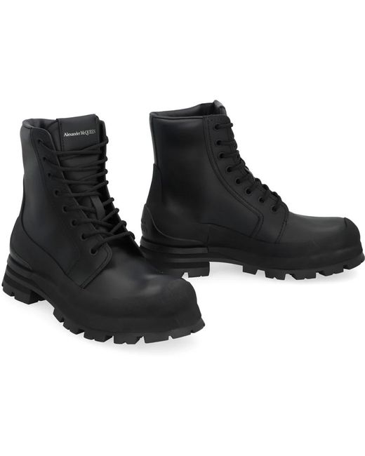 McQueen Black Lace-Up Boots for men