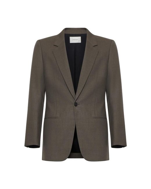 Saint Laurent Brown Tailored Single-Breasted Wool Blazer for men