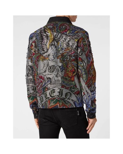 Philipp Plein Denim Jacket Tattoo in het Multicolor voor heren