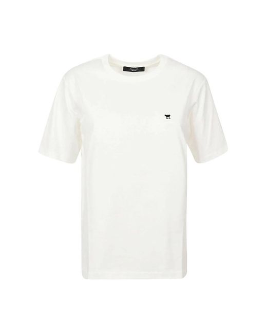 Camiseta básica de algodón con logo Weekend by Maxmara de color White