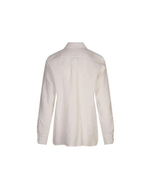 Max Mara Overhemden ,Wit ,Linnen Linnen Geïnspireerde Overhemd Wit in het White
