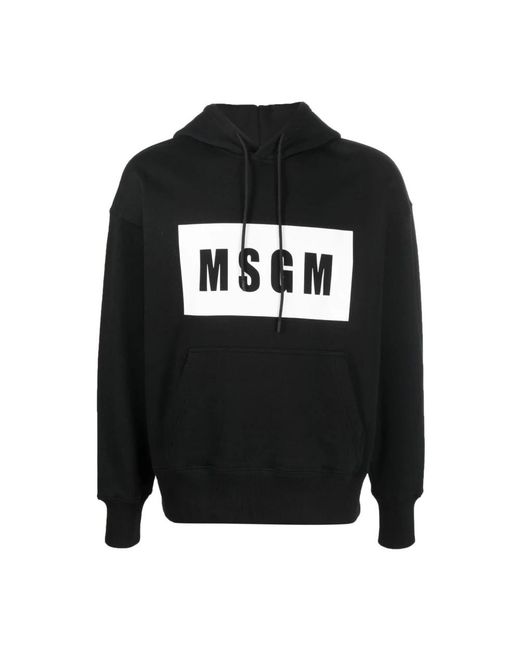 MSGM Hoodies & Sweatvesten ,Zwart ,Katoen Hoodie Sweater Met Logo Aan De Voorkant in het Black voor heren