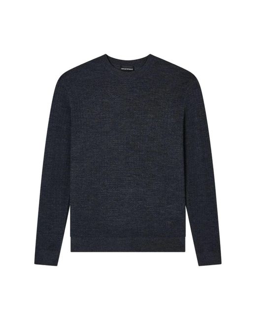 Emporio Armani Blue Wool Crewneck Jumper for men