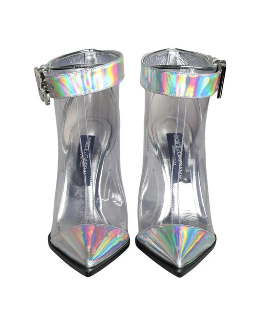 Dolce & Gabbana Metallic Iridescent Pvc Pointed Short Boots Shoes