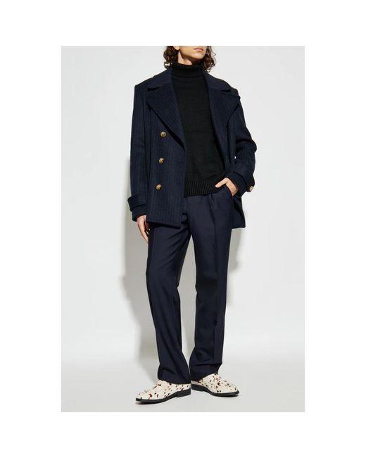 Etro Broeken ,Blauw ,Wol Wollen Broek Met Plooien in het Blue voor heren