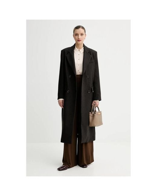 Sessun Black Double-Breasted Coats