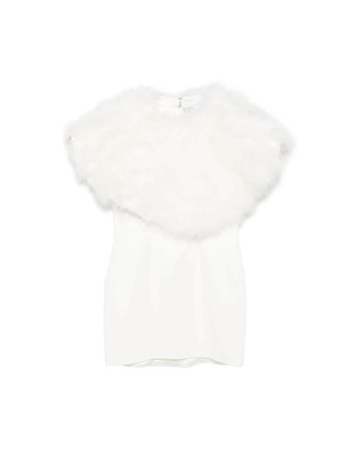 GIUSEPPE DI MORABITO Witte Veren Afwerking Mouwloze Jurk in het White
