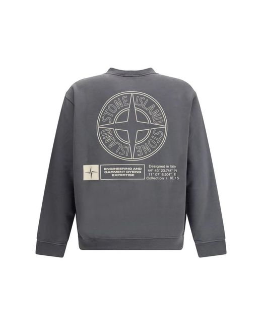 Stone Island Logo-Sweatshirt Mit Gerippten Details in Gray für Herren