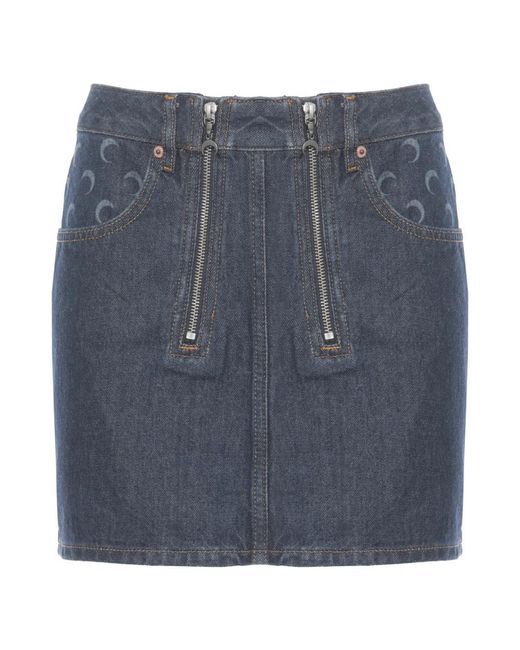 MARINE SERRE Blue Denim Skirts