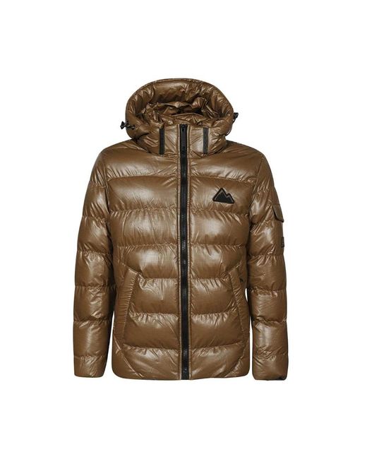 Point Zero Jassen ,Bruin ,Leer Hooded Down Jacket in het Green voor heren