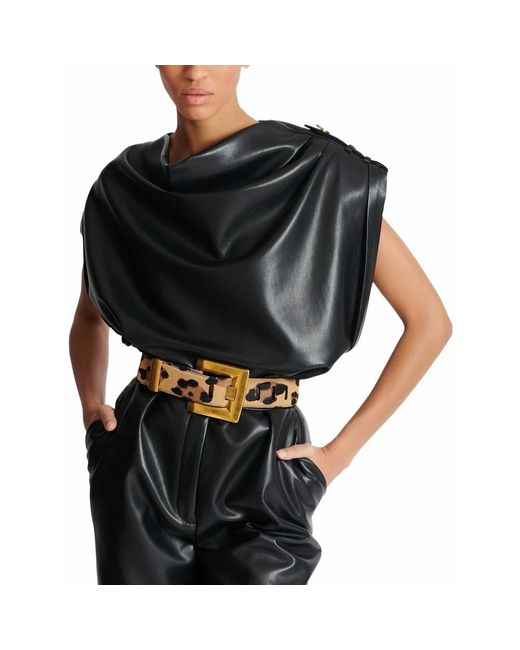 Balmain Accessoires ,Leer Anthem Luipaardprint Leren Riem in het Metallic