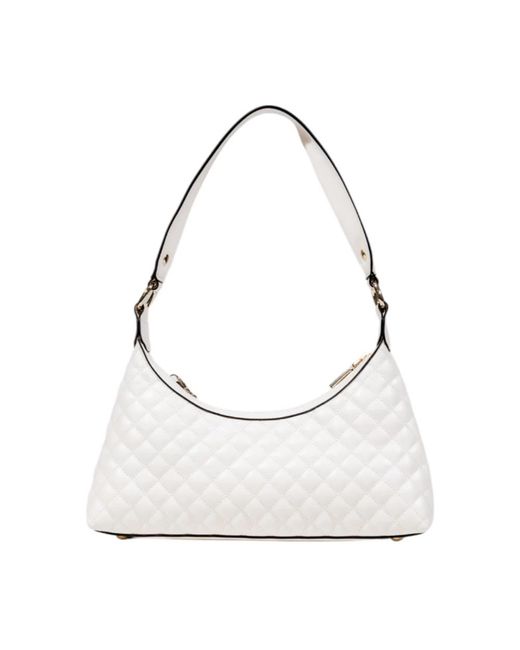Guess White Gepolsterte Schultertasche Mit Reißverschluss