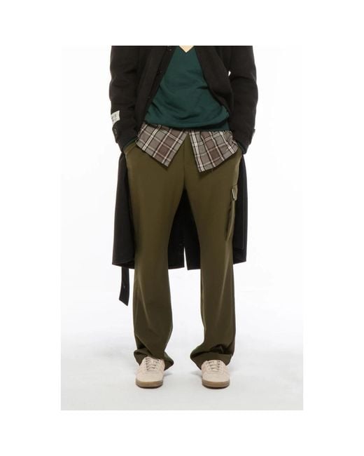 FAMILY FIRST Green Straight Trousers for men