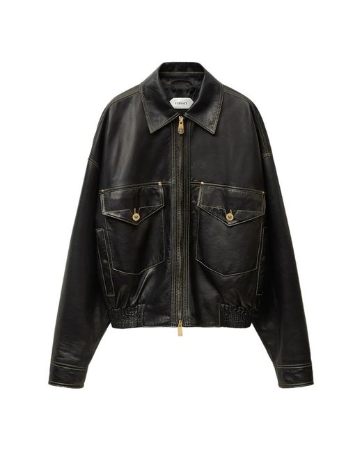Versace Blouson Leer in het Black voor heren