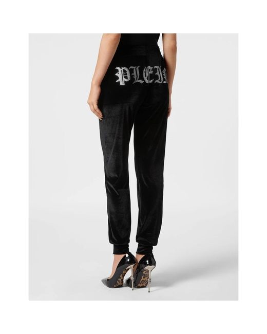Philipp Plein Broeken ,Zwart ,Polyester Jogging Broeken Gothic Plein in het Black