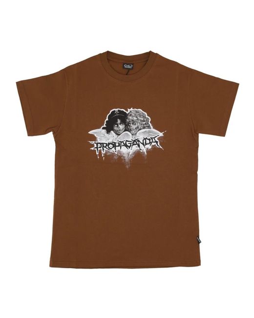 Propaganda Tops ,Bruin ,Katoen Bruine Tee Met Geborduurd Logo in het Brown voor heren