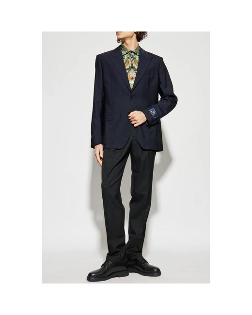 Etro Jassen ,Blauw ,Wol Wollen Blazer Met Enkele Split in het Blue voor heren