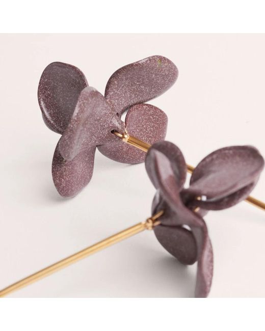 Pendientes De Latón Con Motivo De Pétalo Ligero, Mujer, Talla Malababa de color Metallic