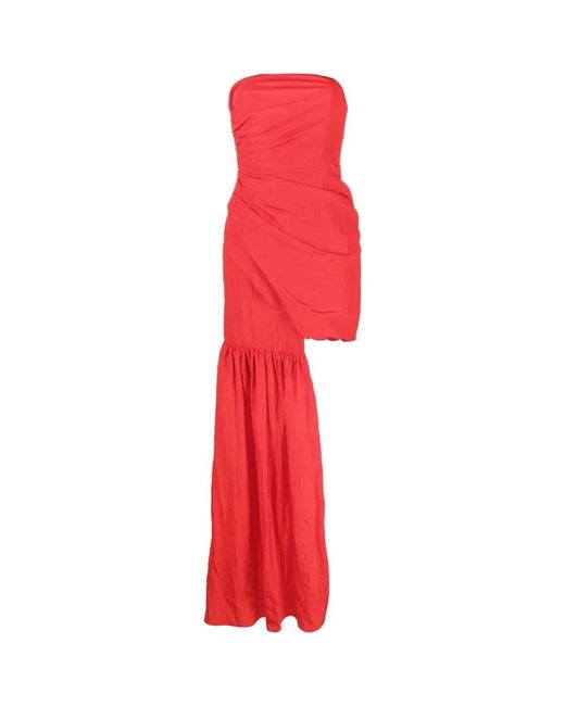 David Koma Red Strapless Draped Mini-dress