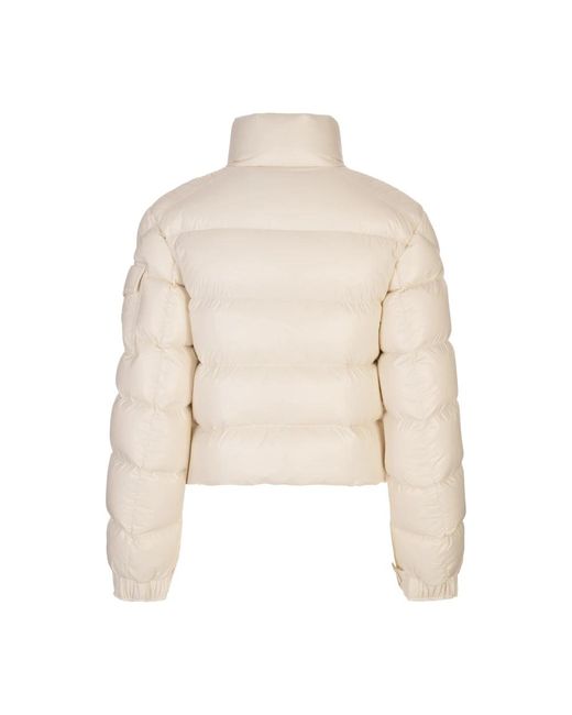 Moncler Natural Weiße Daunenjacke Mit Polyamid-Futter