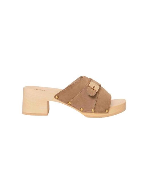 Scholl Natural Heeled Mules