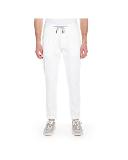 Eleventy White Slim-Fit Trousers for men