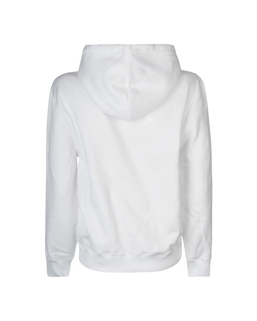 Lanvin Hoodies & Sweatvesten ,Wit ,Katoen Optic Hooded Sweatshirt in het White