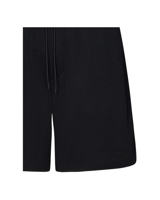Emporio Armani Schwarze shorts mit kordelzug und adlerlogo in Black für Herren