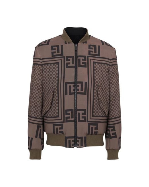 Balmain Wendbare bomberjacke mit mini-monogramm in Brown für Herren